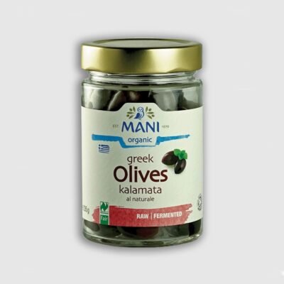 Mani Blauel Organic Black Kalamata Olives al Naturale