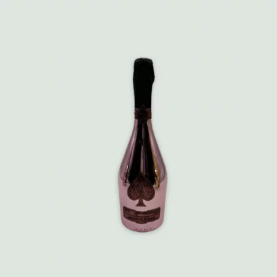 A bottle of Armand De Brignac Ace of Spades Champagne Rosé showcasing its luxurious design and signature label.