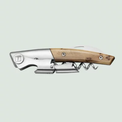Le Thiers® corkscrew with olive wood handle and leather case by Claude Dozorme