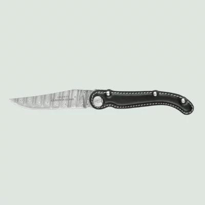 Hand-forged Damascus pocket knife