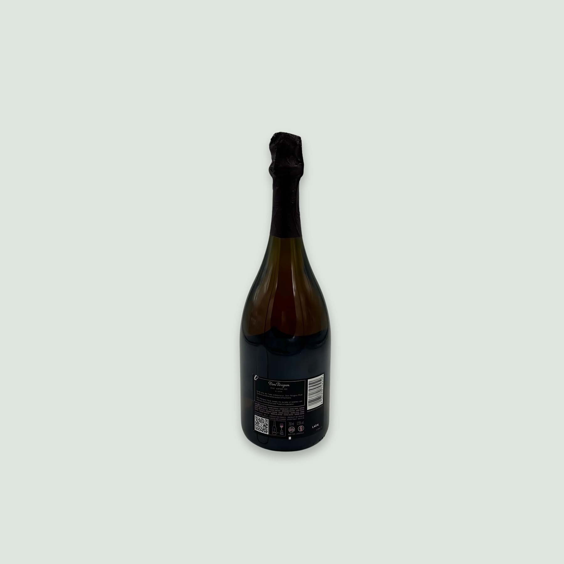 Dom Pérignon Rosé Vintage 2009 bottle back view.