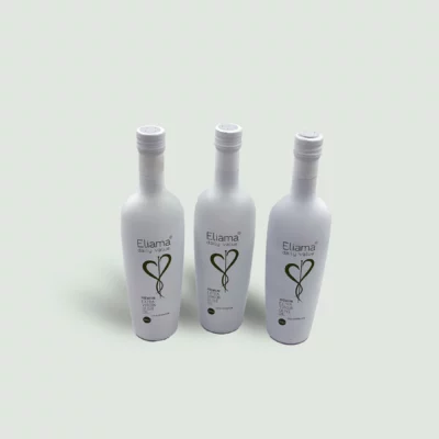 Front view of Eliama Daily Value Premium Best Olive Oil bottle, showcasing its elegant design and labeling.
