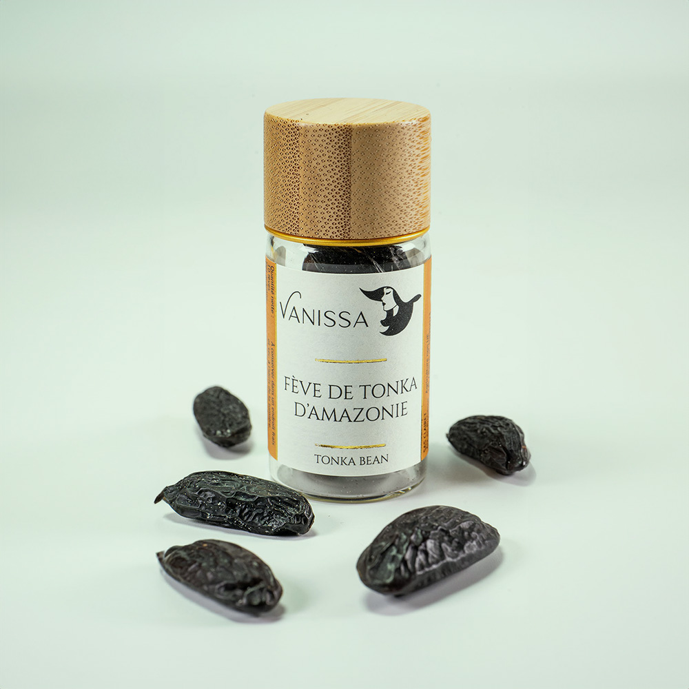 gourmet spices with our premium Amazonian Tonka Bean (10 Beans)in a nice jar with wood lid .