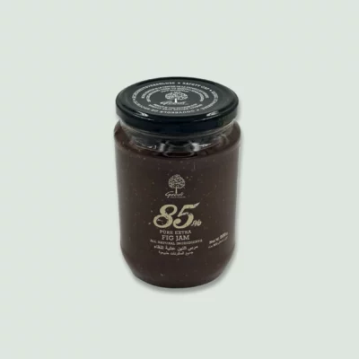 Front view of Geodi Fig Jam jar showcasing the brand label and fresh fig graphics.