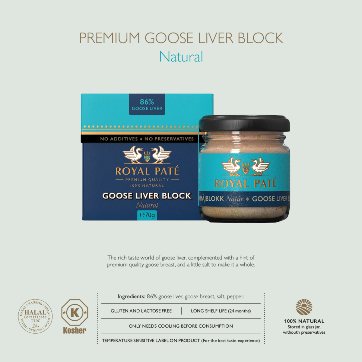 1x70gr PREMIUM FOIE GRAS BLOCK - NATURAL 86% - Image 2
