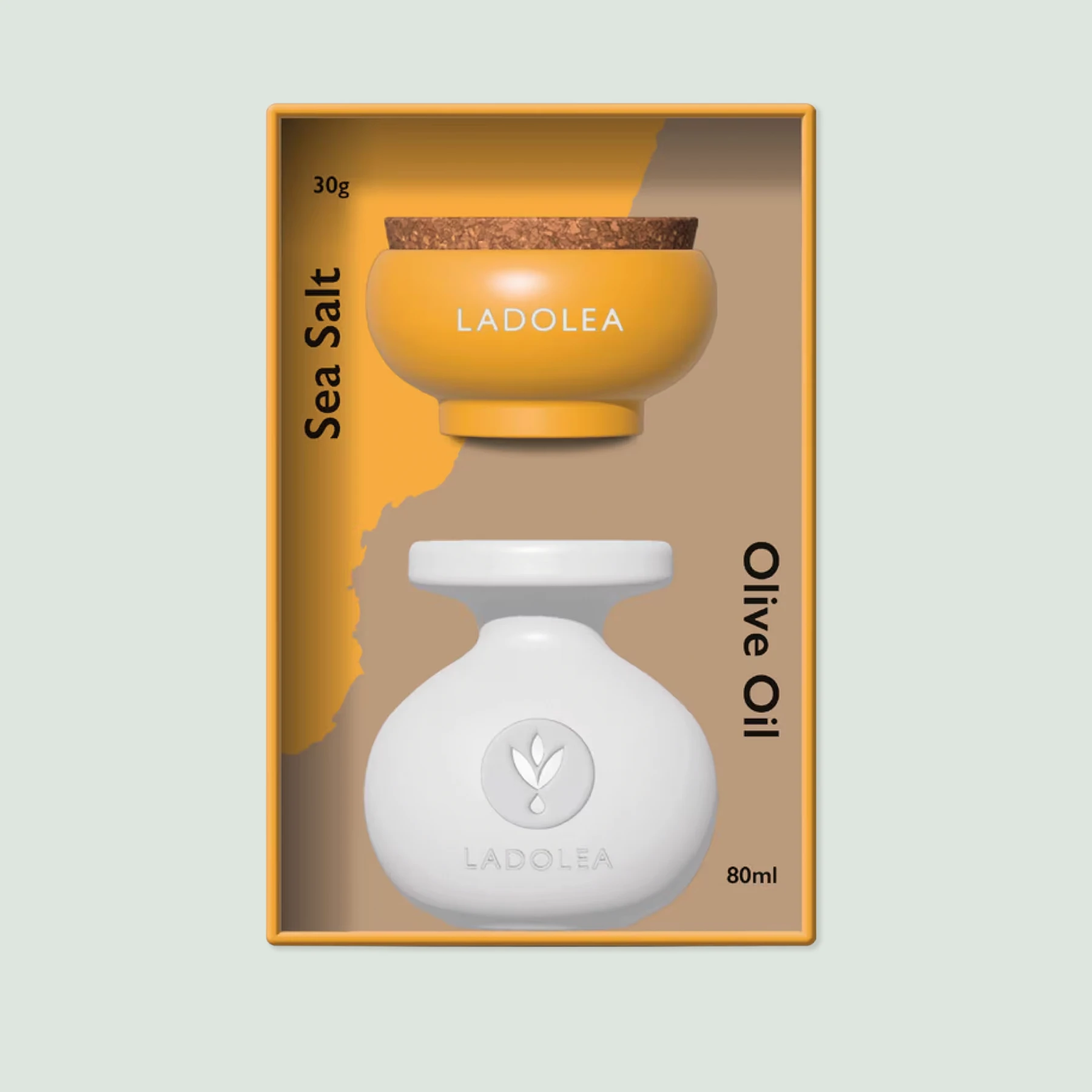 Gift set with hand harvested sea salt and olive oil in Mediterranean-style ceramics