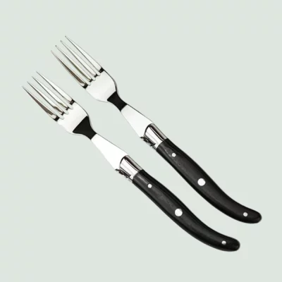 Laguiole Steak Forks With Ebony Wood Handle Set of 2