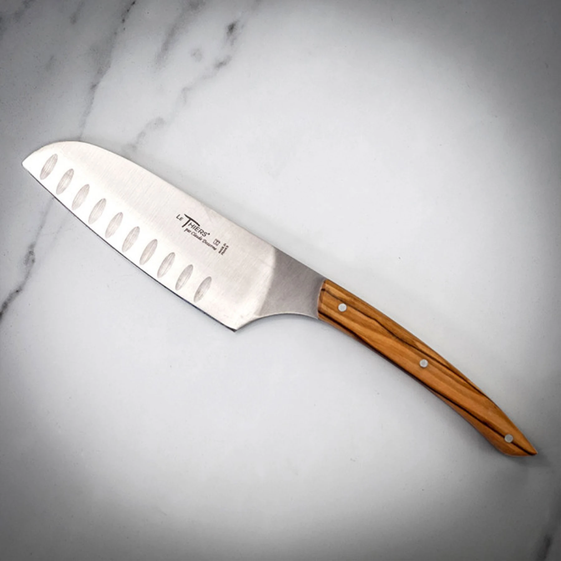 Le Thiers Santoku Knife with Olive Wood Handle by Claude Dozorme