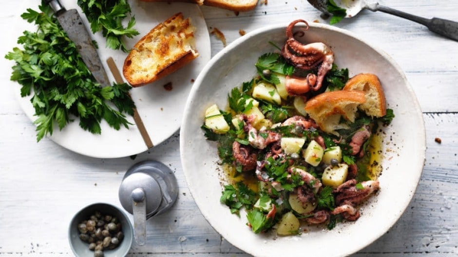 Gourmet – Greek Potato Salad with Octopus (Recipe)