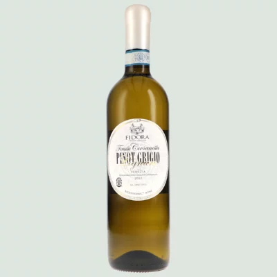 Front label of Pinot Grigio DOC Venezia Lignum bottle, aged Italian white wine from Venice mainland.