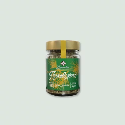 Pine Needles 30g package by Lavandia, featuring dried organic pine needles for health benefits.