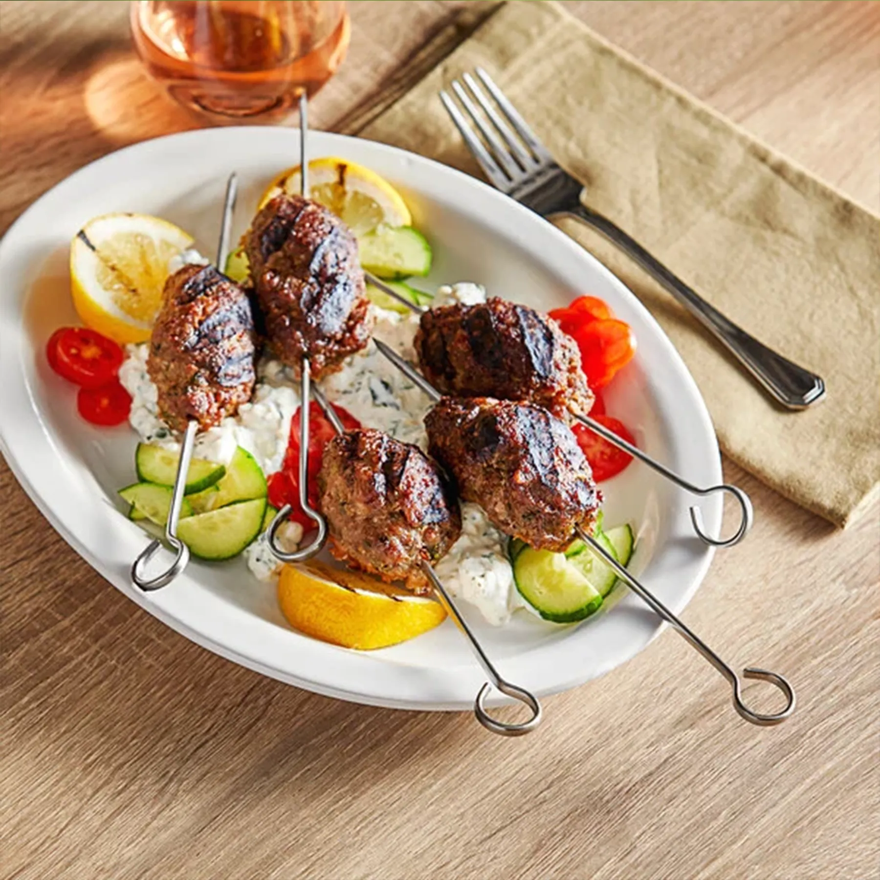 Stainless steel BBQ skewers
