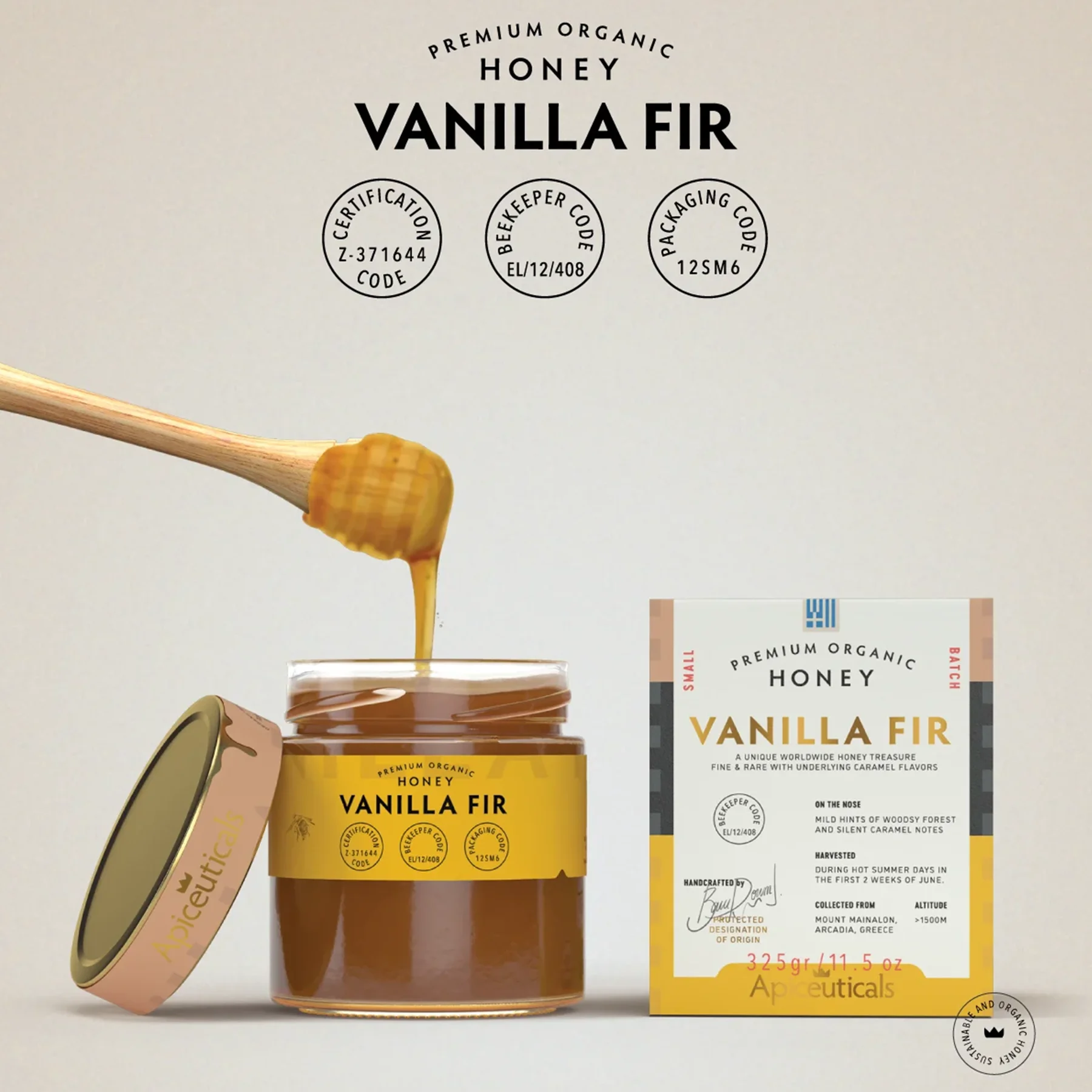 Organic Vanilla Fir Honey from Pristine Arcadian Forests