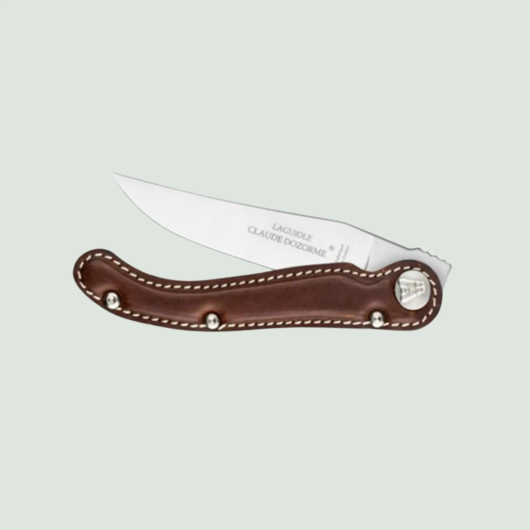 Claude Dozorme knife with brown leather handle