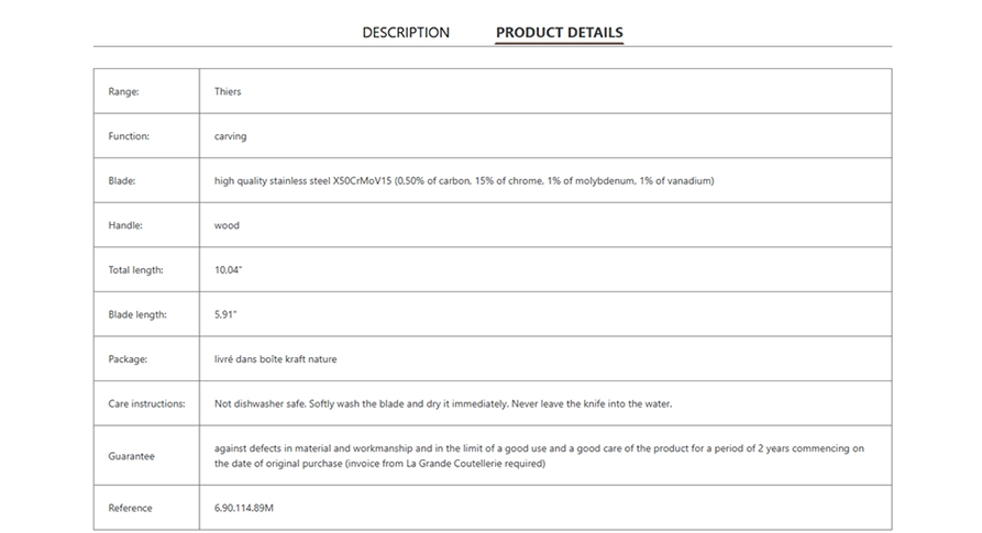 carving knife product details