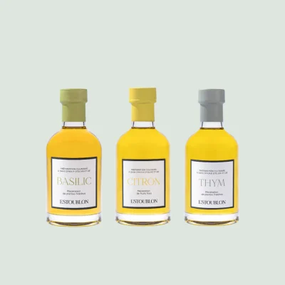 Infused olive oil trio in elegant packaging