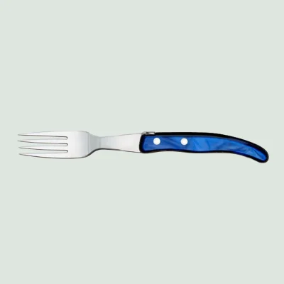 Berlingot Laguiole Steak Fork Blue Handle | Claude Dozorme