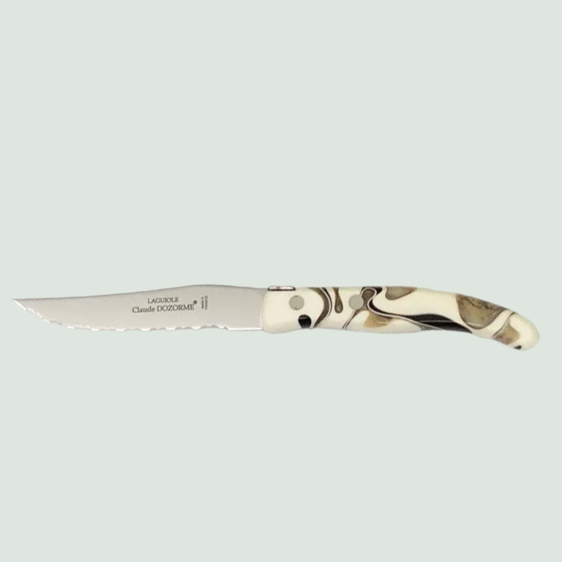 Berlingot Laguiole Steak Knife Marble Handle | Claude Dozorme