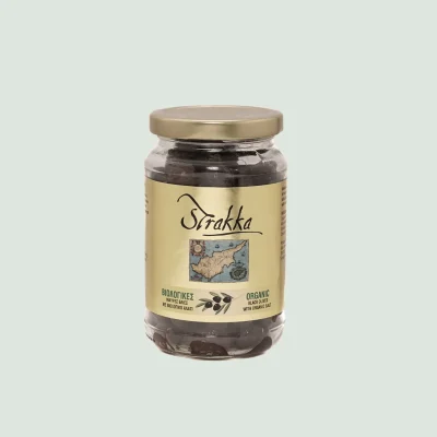 Black Cypriot olives with salt in jar – organic hand-picked olives from Cyprus