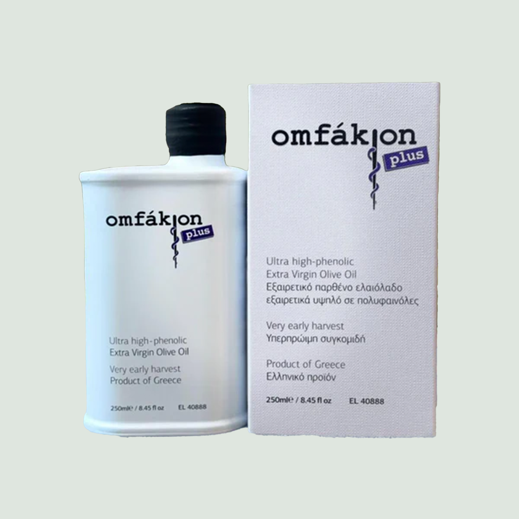 Omfakion Plus ultra high phenolic olive oil 250ml bottle