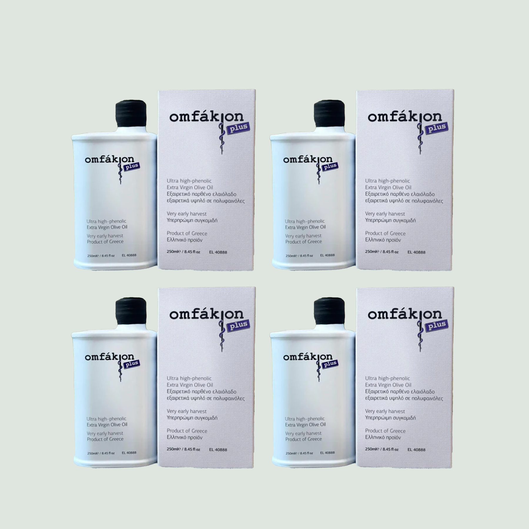Omfakion Plus ultra high phenolic olive oil bundle of 4 bottles