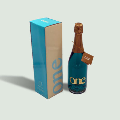 ONE Blue Sparkling White Wine (cava) with gold edible flakes