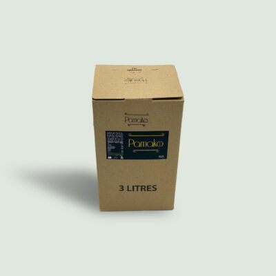 3-litre Pamako Simple Blend Organic EVOO Bag-in-Box, featuring polyphenol-rich olive oil with practical packaging that preserves freshness.