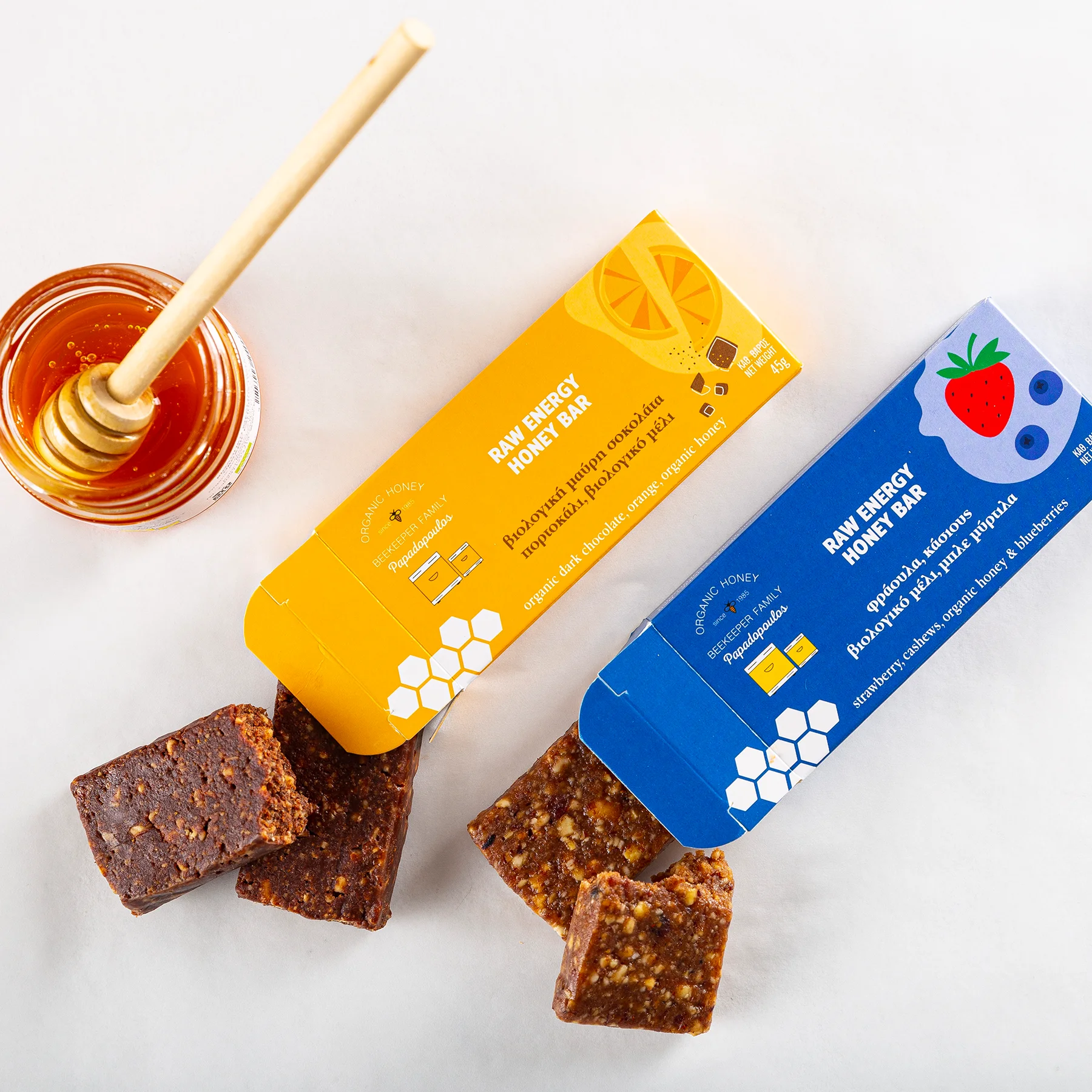 Beekeeper Family organic honey bar with dark chocolate and citrus