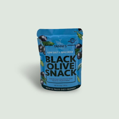 Healthy Black Olive Snack 30gr a keto and paleo diet friendly snack from Greece with no preservatives or sugar added and low salt content .